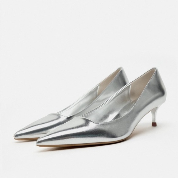 ZARA METALLIC HIGH HEELED SHOES - SIZE 6.5 - BRAND NEW WITH TAG